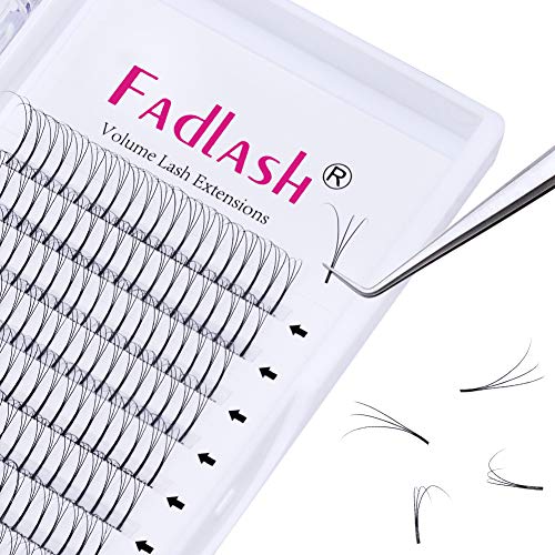 3D Volume Lash Extensions FADLASH Premade Fans Eyelash Extensions C D Curl Long Stem Eyelash Volume Extensions 0.10mm Individual Lashes 8-20mm Length (3D-0.10-D, 13mm)