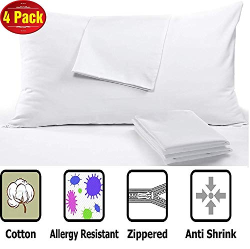 Book Cover Anti Allergy 4 Pack Cotton Pillow Protectors King 20 x 36