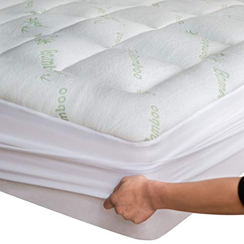 Book Cover Bamboo Mattress Topper Full 54x75Inches Cooling Ultra Soft Breathable Fitted 20 Inches Pillow Top Mattress Pad from Rayon Cooling Fabric