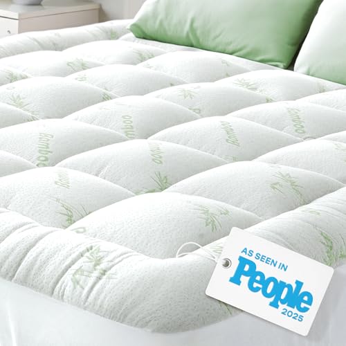 Bamboo Mattress Topper Full 54x75Inches Cooling Ultra Soft Breathable Fitted 20 Inches Pillow Top Mattress Pad from Rayon Cooling Fabric