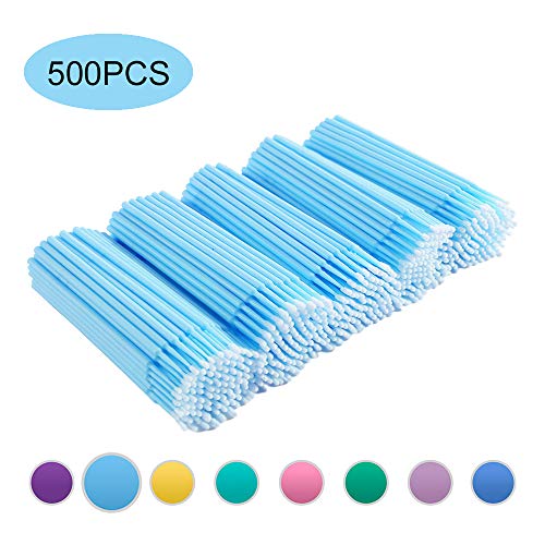 Book Cover Quewel Lash 500 Pcs Disposable Micro Applicator Brush for Makeup Beauty Dental Brush for Oral 8 Colors 3 Size(2.5mm,2mm,1.5mm) (Light Blue,2.5mm)