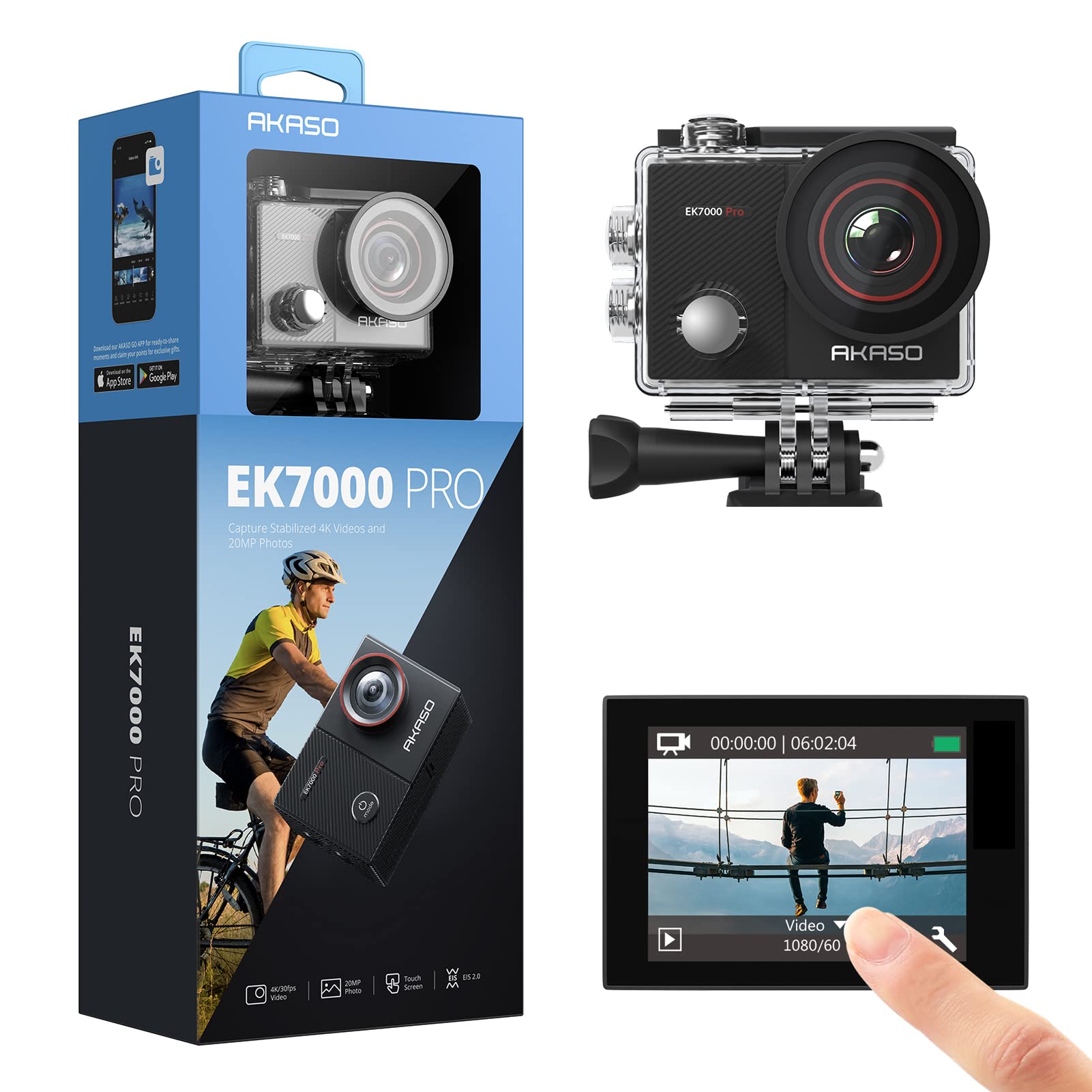 Book Cover AKASO EK7000 Pro 4K Action Camera with Touch Screen EIS Adjustable View Angle Web Underwater Camera 40m Waterproof Camera Remote Control Sports Camera with Helmet Accessories Kit Black