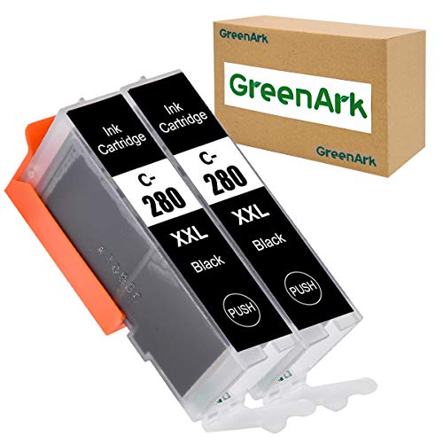 Book Cover GreenArk Compatible Ink Cartridges Replacement for Canon PGI-280 PGI-280XXL BK Black Ink Tank 2 Pack Works for PIXMA TR7520 TR8520 TS9120 TS6120 TS6220 TS8120 TS8220 TS9520 TS9521C Printers