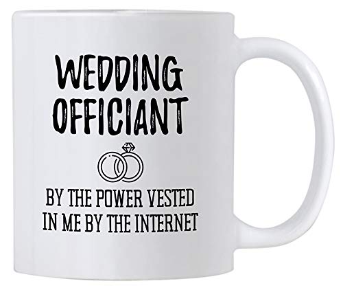 Casitika Funny Wedding Officiant Gift. 11 oz Ceramic Coffee Mug. By the Power Vested In Me By The Internet. Ideas for Gag Gifts. (11 oz White)