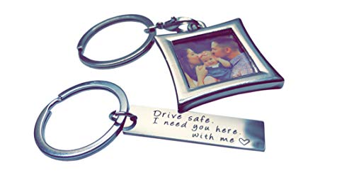 Drive Safe Keychain I Need You Here With Me And Elegant Mini Photo Frame, Perfect Gift For Someone You Love, Trucker Husband Or For Boyfriend, Couples Christmas Gift - Amzlife