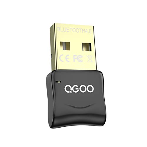 Book Cover USB Bluetooth Dongle, QGOO Bluetooth 4.0 Adapter Bluetooth Receiver for PC Laptop Desktop Keyboard Mouse Headset Speaker Smartphone Tablet Compatible with Windows 10/8.1/8/7/XP/Vista/XP