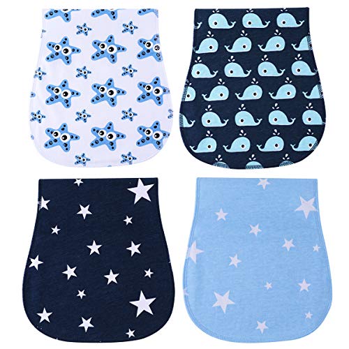 Burp Cloths Waterproof for Boys Girls - Absorbent and Soft Baby Burp Clothes Set 4 Pack by YOOFOSS
