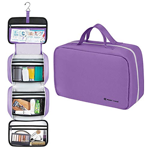 Hanging Travel Toiletry Bag for Men and Women | Makeup Bag | Cosmetic Bag | Bathroom and Shower Organizer Kit | Leak Proof | Large (34”x11”)