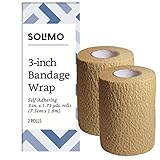 Amazon Brand - Solimo Self-Adhering Bandage, 3 Inch, 2 Count (Pack of 1)