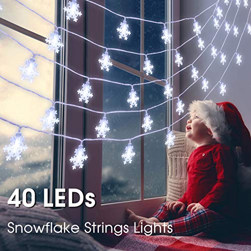 B bangcool Snowflake String Lights Christmas 32ft Snowflake Christmas Lights Waterproof Decorations Outdoor Snowflake Lights Decor for Indoor Birthday, Halloween, Thanksgiving, Xmas