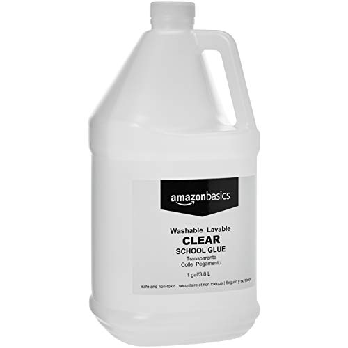 Book Cover AmazonBasics All Purpose Washable School Clear Liquid Glue - Great for Making Slime, 1 Gallon Bottle, 2-Pack
