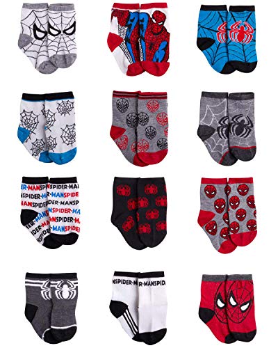 Marvelâ€™s Spider-Man Baby Boys 12 Pack Sock Set (Newborn/Infant)