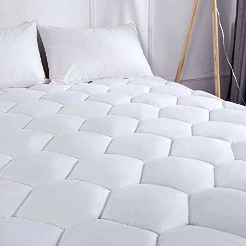 Charm Heart Mattress Pad Queen Size - Overfilled Cotton Mattress Cover with Stretches 18" Deep Pocket Fits up to 8-21" Mattress Protector