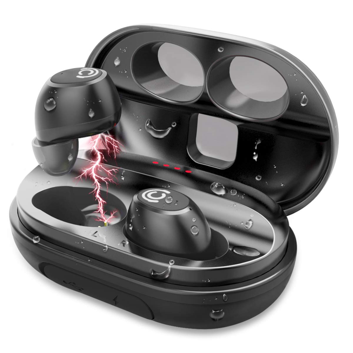 CHISANA Wireless Earbuds â€“ Bluetooth Headphones 5.0 w/QI Wireless 2200mAh Charging Case | 3D Stereo Sound Deep Bass in-Ear HiFi True Wireless Bluetooth Earbuds w/Built-in Mic | IPX5 Waterproof