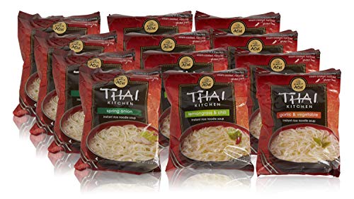 Book Cover Thai Kitchen Instant Rice Noodle Soup Variety Pack Gluten Free Ramen Ready in 3 Minutes 1.6oz, Thai, 19.2 Ounce, (Pack of 12)