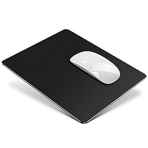 Metal Aluminum Mouse Pad Hard Mat Smooth Magic Ultra Thin Double Side Mouse Mat Waterproof Fast and Accurate Control for Gaming and Office(Small Gray 9.05X7.08 Inch)