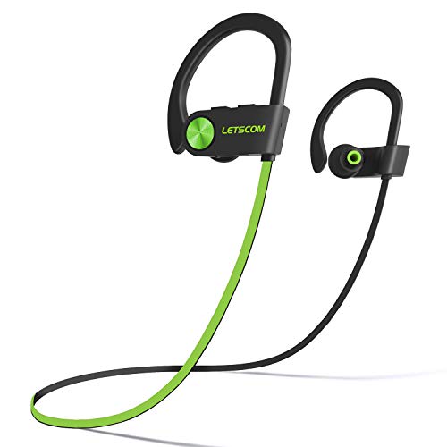 LETSCOM Bluetooth Headphones, Wireless Earbuds Mic, IPX7 Waterproof Nano Coating Sports Earphones Running, Noise Cancelling Headsets, HD Stereo, up to 8 Hours Work Time