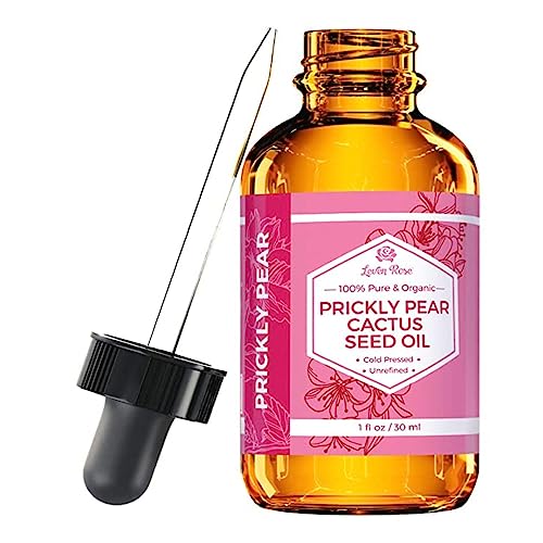 Leven Rose Prickly Pear Seed Oil (Barbary Fig) 100% Pure Organic Prickly Pear Oil, Extra Virgin, Cold Pressed, All Natural Face, Dry Skin & Body Moisturizer and Hair Treatment 1 oz