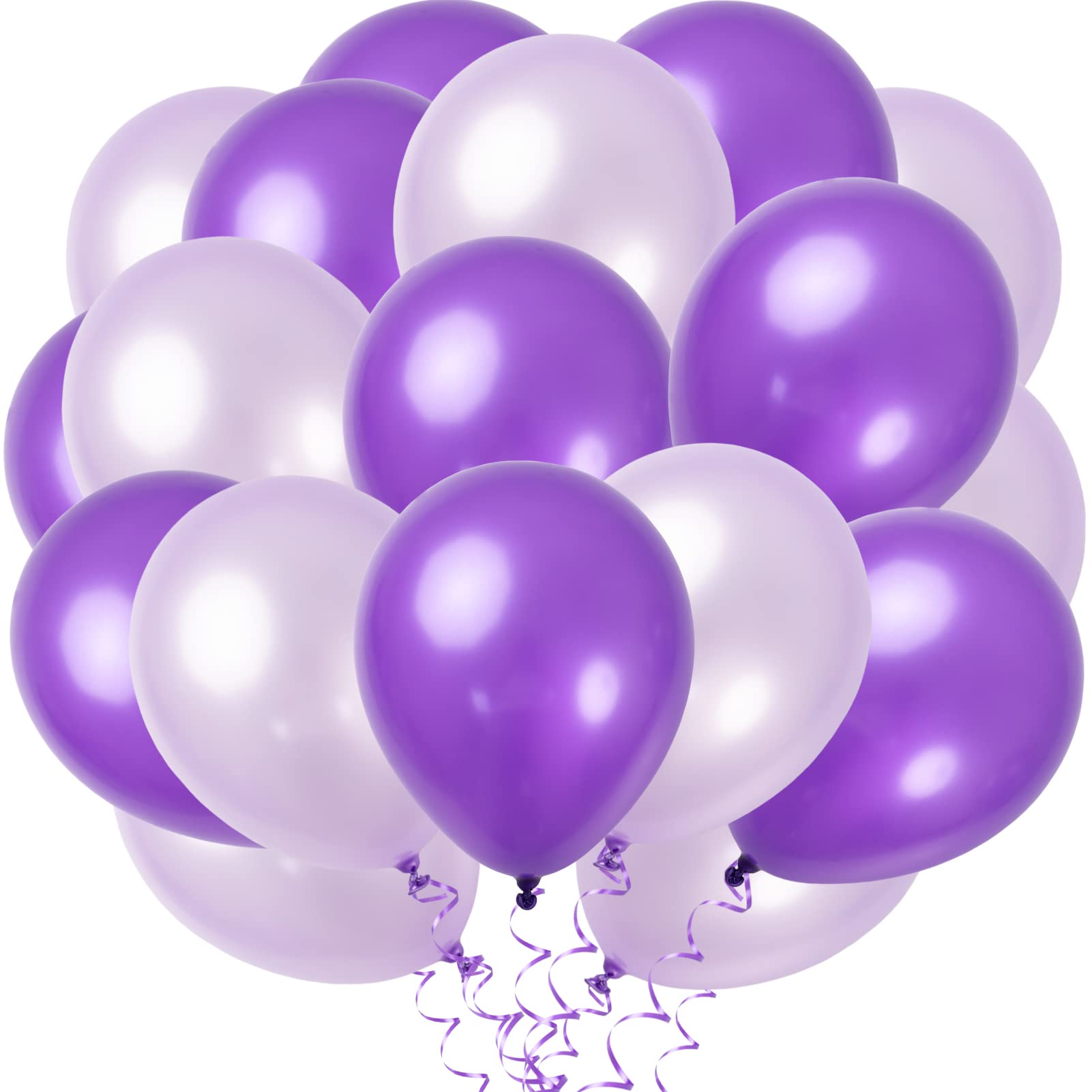 100pcs Balloons Purple Lavender Mixed Balloons Latex 10 Inch Pearl Helium Purple Balloon for Wedding Birthday Graduation Party Decorations