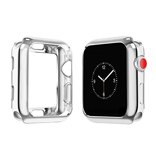 Book Cover top4cus 44mm Cover Environmental Soft Flexible TPU Anti-Scratch Lightweight Protective 44mm Iwatch Case Compatible with Apple Watch Series 6 Series SE Series 5 Series 4 Series 3/2/1 - Sliver