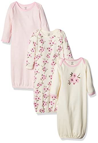 Book Cover Touched by Nature Unisex Baby Organic Cotton Gowns, Cherry Blossom, 0-6 Months US