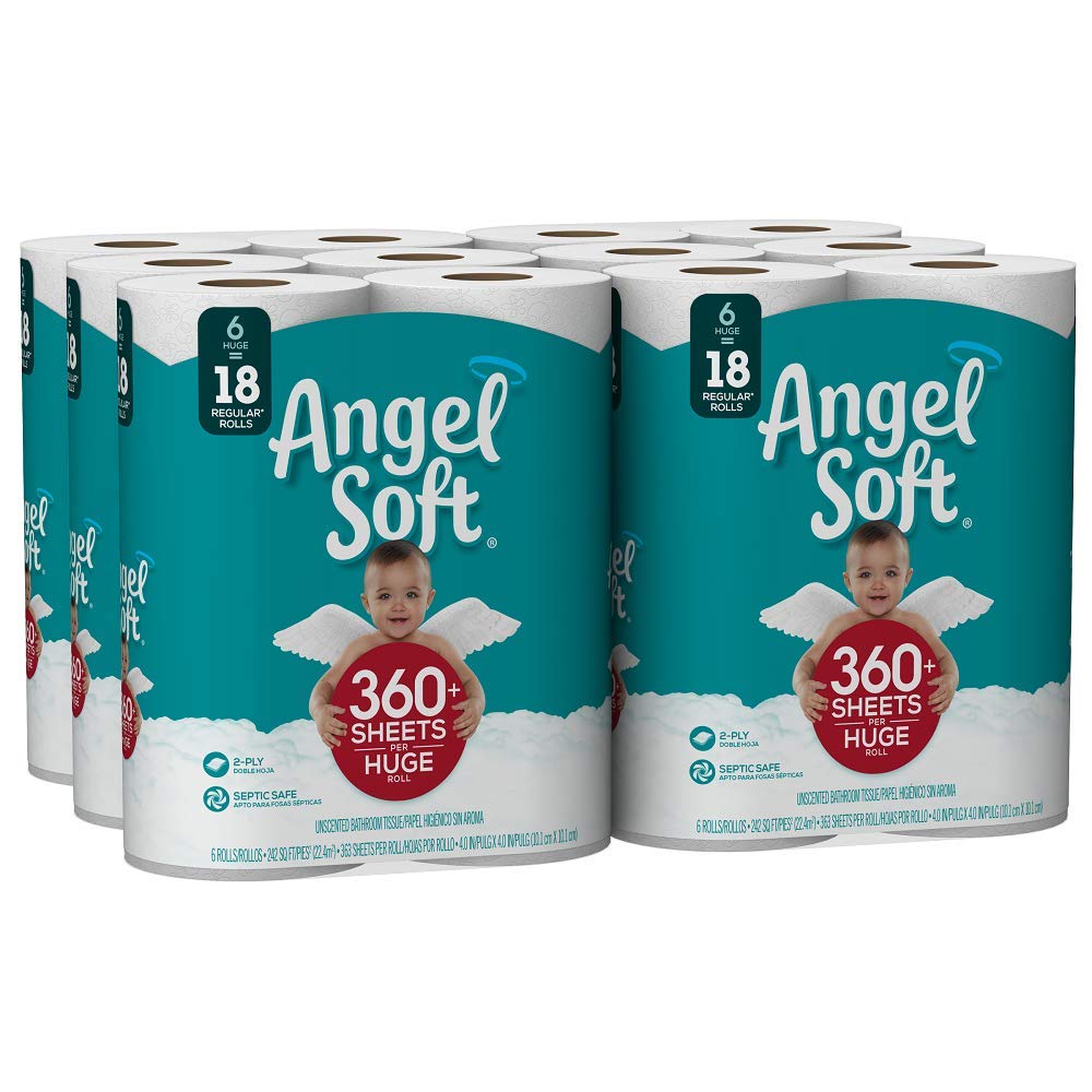 Book Cover ANGEL SOFT Toilet Paper Bath Tissue, 36 Huge Rolls, 360+ 2-Ply Sheets Per Roll