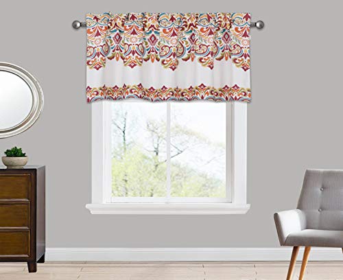 Book Cover Jody Clarke 1pc Rod Pocket Window Valance Colorful Paisley Floral Pattern Room Darkening Energy Saver Hemmed in 18