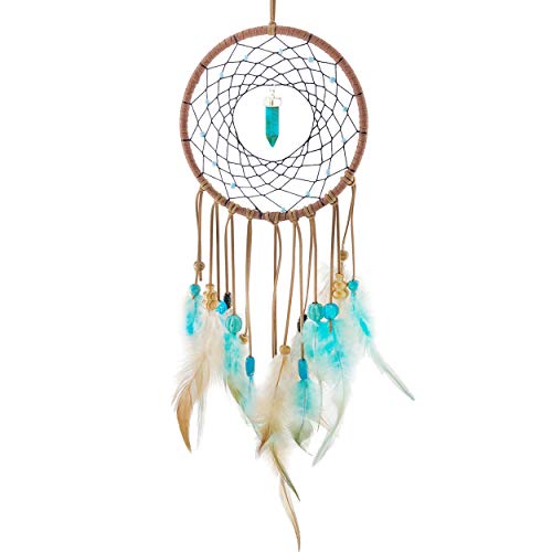 Book Cover Dream Catchers for Bedroom Decor – Turquoise Native American Handmade Home Wall Hanging Decoration Ornament Craft Gifts for Parents & Kids to Suit Balcony & Car Charm
