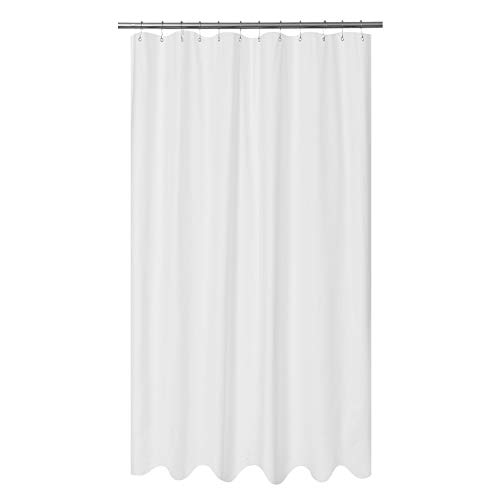 Mrs Awesome Embossed Microfiber Fabric Extra Long Shower Curtain Liner 96 inches Length, Washable and Water Repellent, White