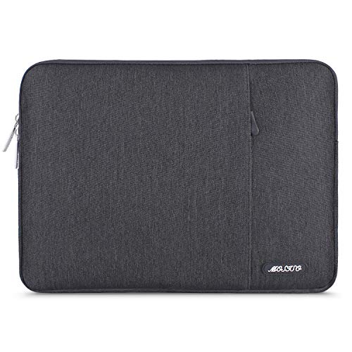 Book Cover MOSISO Laptop Sleeve Bag Compatible with MacBook Pro 14 inch 2021 M1 Pro/M1 Max A2442, Compatible with MacBook Air/Pro Retina, 13-13.3 inch Notebook, Polyester Vertical Case with Pocket, Space Gray
