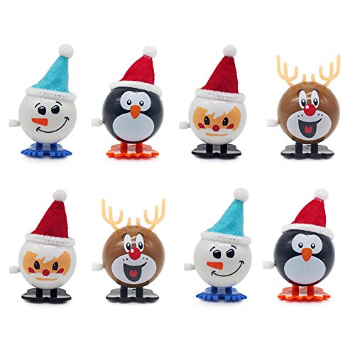Rulyyo 8 Pieces Wind-up Christmas Novelty Jumping Toys, Christmas Wind Up Toys Stocking Stuffers for Kids Party Favors