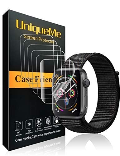 Book Cover [6 Pack] INGLE for Apple Watch Series 4 Screen Protector (44mm), Liquid Skin [Anti-Bubble] [HD Clear] Full Coverage Film with Lifetime Replacement Warranty