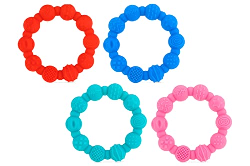 Nuby 100% Silicone Teether Ring, 3 Months + Colors May Vary