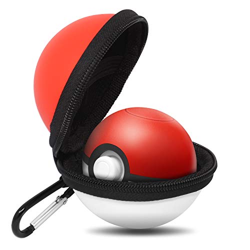 Book Cover Portable Carrying Case for Nintendo Poke Ball Plus Switch Controller, Accessory for PokÃ©mon Lets Go Pikachu Eevee Game for Nintendo Switch, Red & White