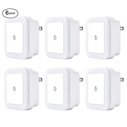 Book Cover OCSEVE Plug-in Night Light with Dusk to Dawn Sensor, Daylight White Automatic On/Off LED Nite Light for Bedroom Bathroom Kitchen Hallway Stairs, 6-Pack
