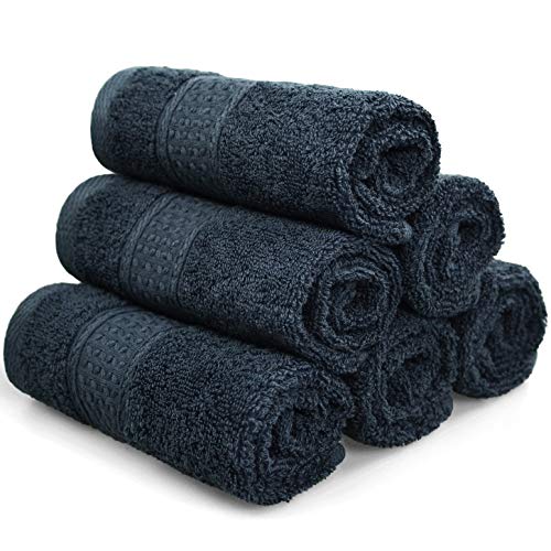 Book Cover Cleanbear Extra Soft Wash Cloths Washcloths Set (6-Pack, Dark Gray) 13 x 13 Inches, Highly Absorbent Facecloths