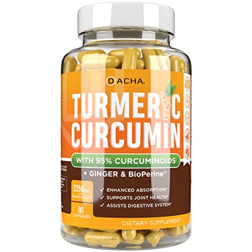 Book Cover DACHA Tumeric Curcumin Supplement - 2250mg Joint Support Supplements Turmeric with Black Pepper Ginger 95% Curcuminoids Capsules