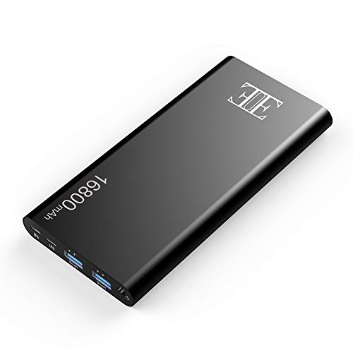 Eui External Battery,2 USB Outputs Portable Charger Power Bank with Type C Input,Aluminum Shell, Intelligent Charging Tech for iPhone, iPad and Android Devices. (Black, 16800mAh) (Black, 16800mAh)