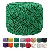 SUNTQ Cotton Cord 3mm x 328 feet, Handmade Decorations Cotton Macrame Rope, Bohemia Macrame DIY Wall Hanging Plant Hanger, Green