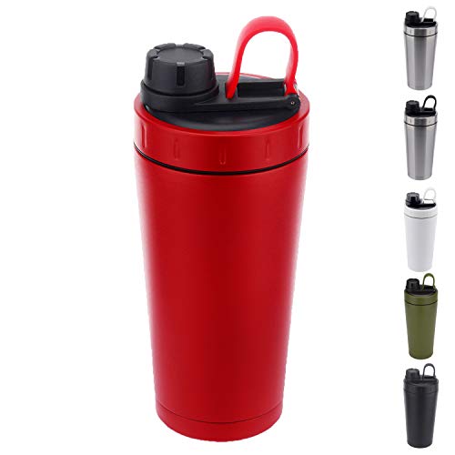 Stainless Steel Protein Shaker Bottle Insulated Keeps Hot/Cold Dishwasher Safe/Double Wall/Odor Resistant/Sweatproof/Leakproof/BPA Free 20 oz (Red)