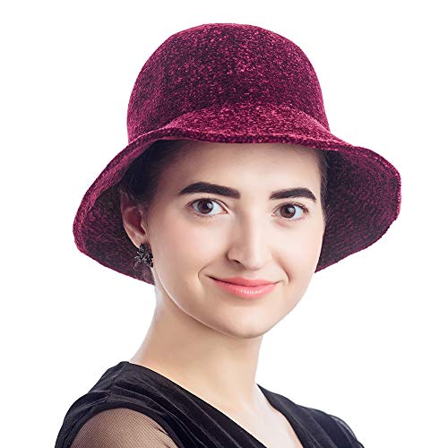 Winter Hats for Women, Foldable Knit Bucket Hat, Fashion Warm Windproof (L18F5011, Wine Red)