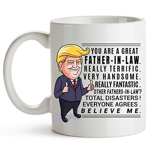 YouNique Designs Father in Law Coffee Mug, 11 Ounces, Funny Trump Mug, Father-in-law Cup from Daughter in Law