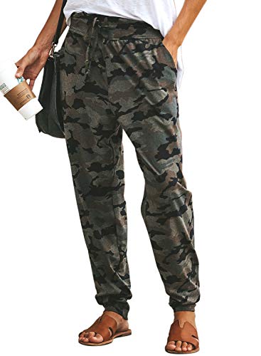 LOSRLY Women Drawstring Waist Camo Jogger Pants Activewear Long Pants with Pockets