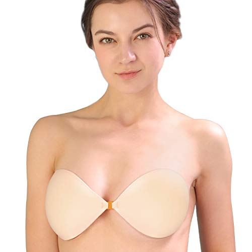 KISSBOBO Adhesive Bra Distinctive 'Eco-Chic' Backless Strapless Bra Sticky Invisible Bra - Beige - C