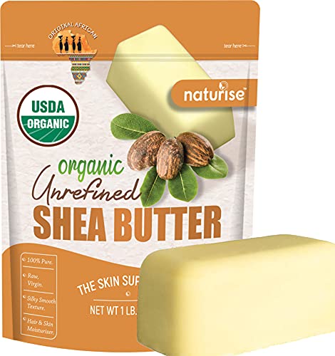 Naturise Shea Butter Raw Organic Unrefined Ivory 16 oz (1 LB), Highest Grade African Shea Butter, Great for DIY Skincare Products and Body Butter Moisturizer for Dry Skin, Eczema, and Hair Care