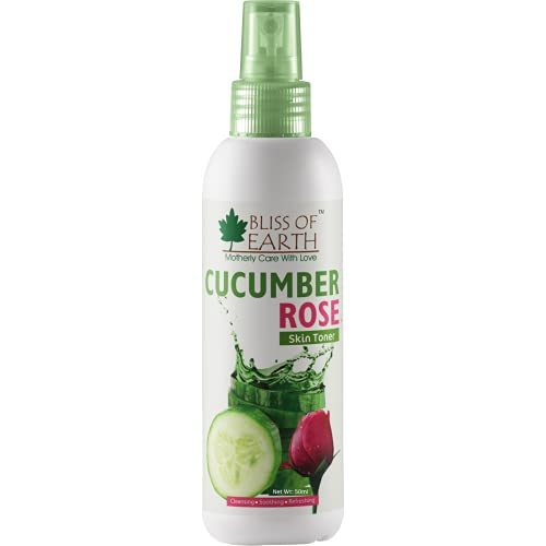 Bliss of Earth™ Cucumber Rose Skin Mist Toner | Facial Mist | 50ML | Refreshing & Clarifying | Pore Minimizing & Soothing |