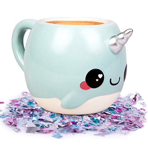 Blue Narwhal Coffee Mug - Cute Unicorn of the Sea Mug - Great Gift for Kids and Adults - Ceramic