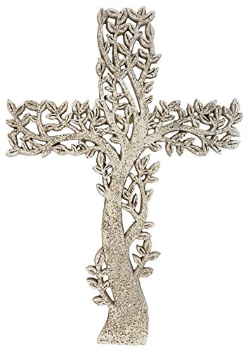 DeLeon Collections Tree of Life Wall Cross - Rustic Stone Look Decorative Spiritual Art Sculpture
