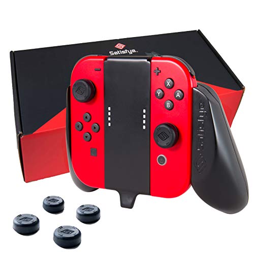 Satisfye - Mini Joy Con Grip Compatible With the Nintendo Switch, Comfortable & Ergonomic Switch Mini Grip, Joy Con & Switch Control - #1 Switch Accessories Designed for Gamers. FREE BONUS:4 Thumbpads