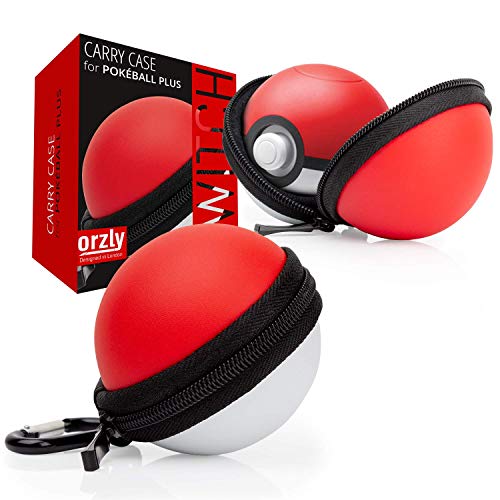 Nintendo Switch Poké Ball Étui - ORZLY Étui pour Poké Ball Plus (Étui de Protection avec Fermeture Rigide et Mousqueton) (Poké Ball Plus non inclus) 1x Étui de Transport de - Rouge / Blanc